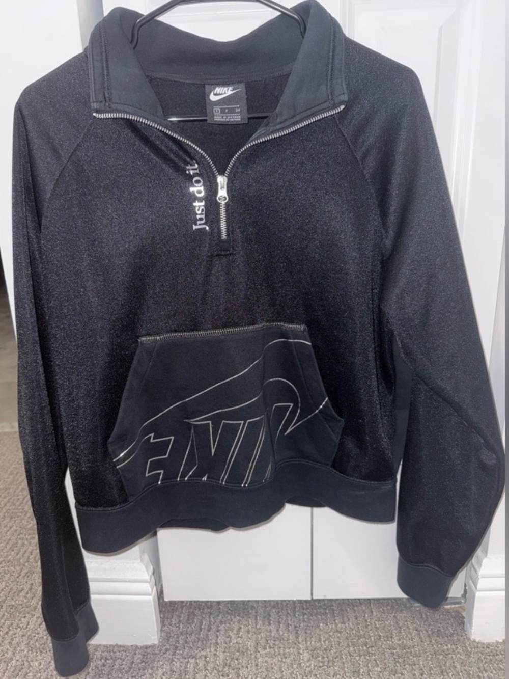 Women’s Nike Black Half-Zip Pullover with Front Pocket Logo
